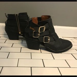 Black Leather Report Booties